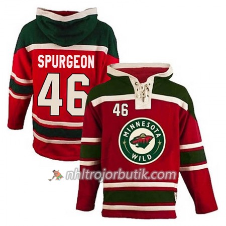 Män Ishockey Minnesota Wild Spurgeon 46 Röd Sawyer Hooded Sweatshirt
